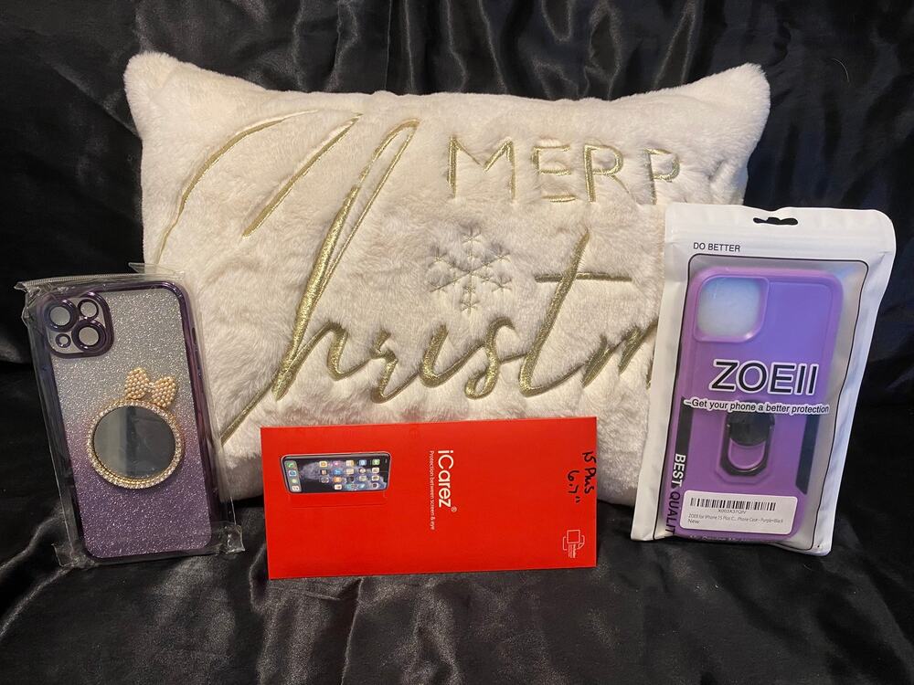 iPhone 15 Plus Phone Case - Lilac, Purple & Silver Glitter, or Screen Protector